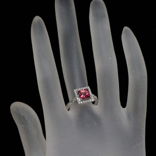 Pt900 ピンクトルマリン ダイヤモンド リング 1.08ct D0.36ct