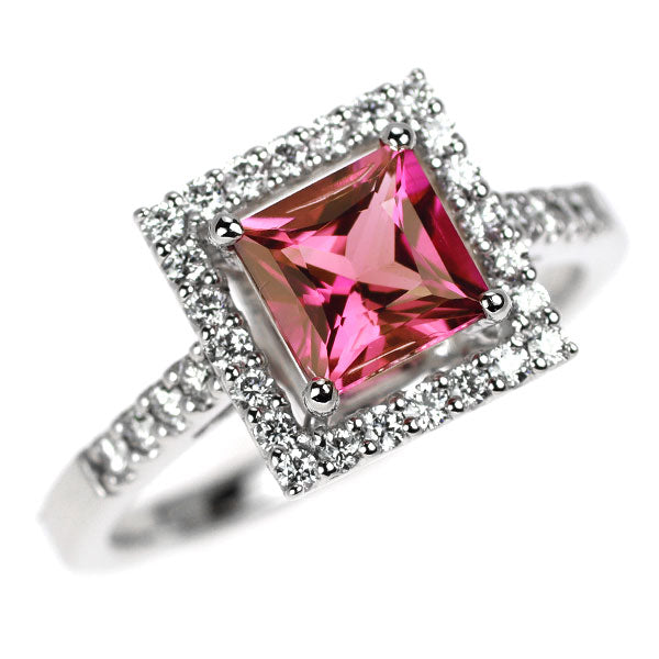 Pt900 ピンクトルマリン ダイヤモンド リング 1.08ct D0.36ct
