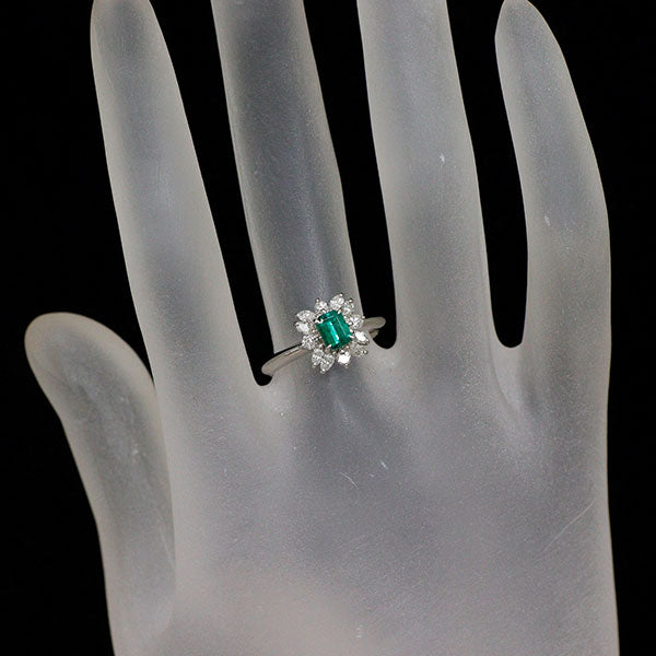 Pt900 エメラルド ダイヤモンド リング 0.30ct D0.44ct