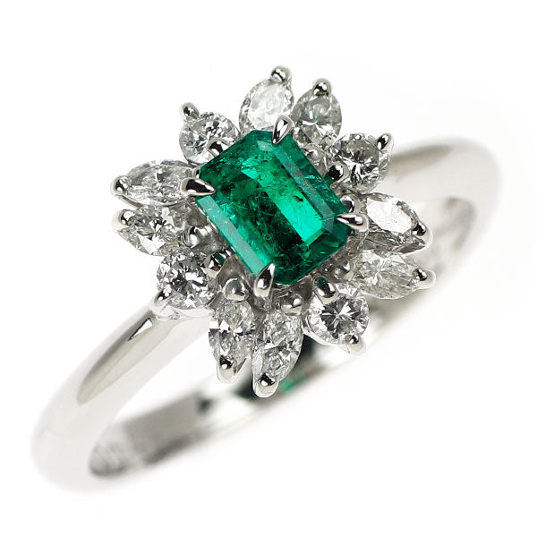 Pt900 エメラルド ダイヤモンド リング 0.30ct D0.44ct