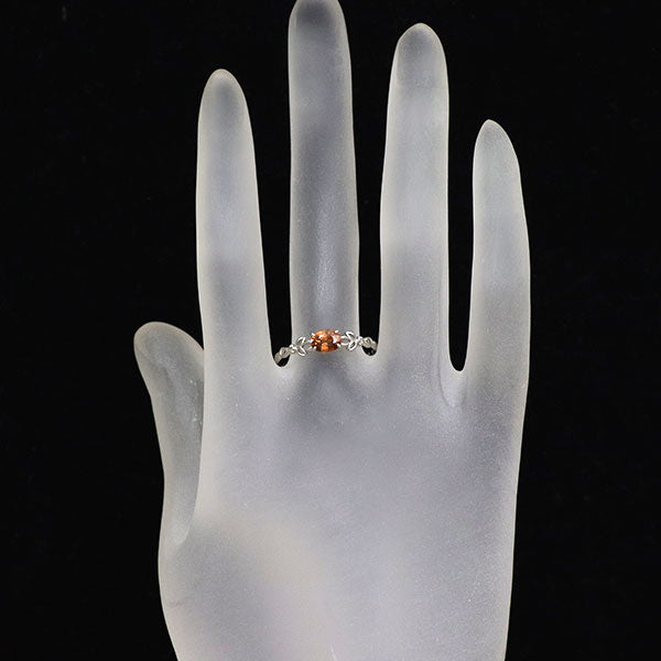 Pt900 オレンジジルコン カラーストーン リング 1.17ct CS0.009ct