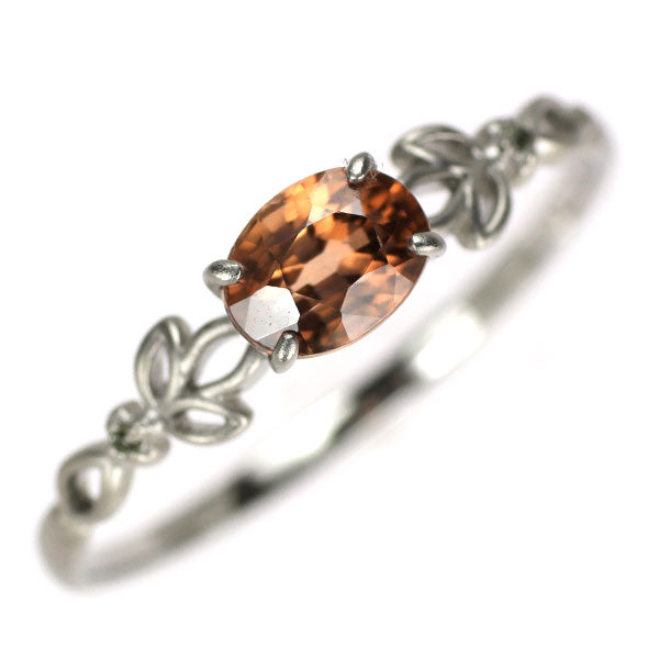 Pt900 オレンジジルコン カラーストーン リング 1.17ct CS0.009ct