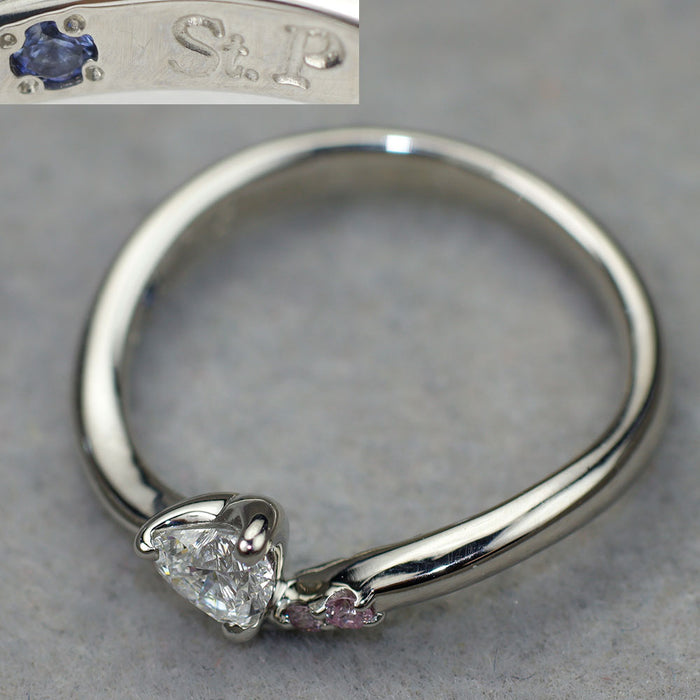 セントピュール Pt1000 ハートシェイプ ダイヤモンド ダイヤモンド リング 0.27ct D SI1 PD0.02ct