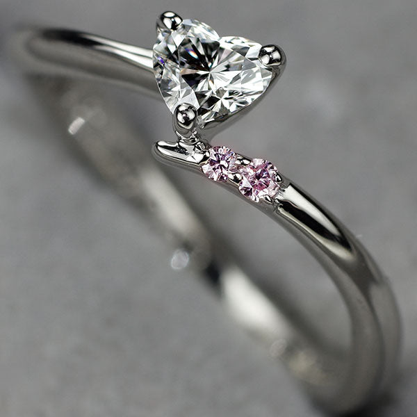 セントピュール Pt1000 ハートシェイプ ダイヤモンド ダイヤモンド リング 0.27ct D SI1 PD0.02ct