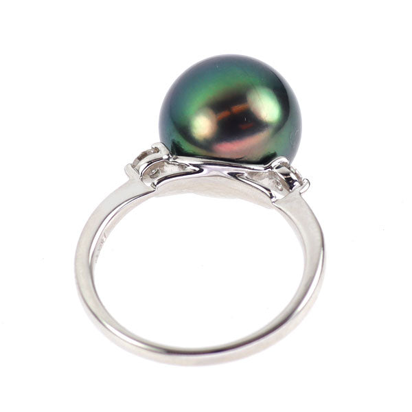 Pt900 黒蝶真珠 ダイヤモンド リング 0.15ct
