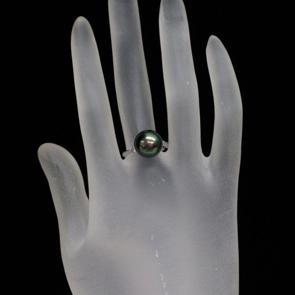 Pt900 黒蝶真珠 ダイヤモンド リング 0.15ct