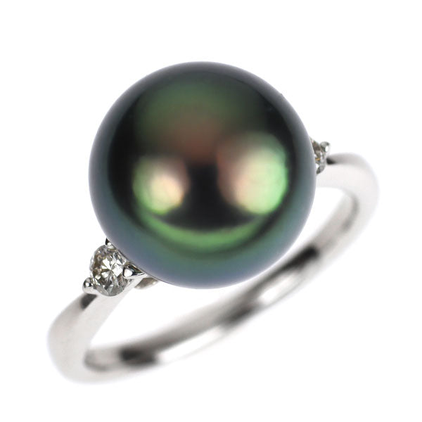 Pt900 黒蝶真珠 ダイヤモンド リング 0.15ct