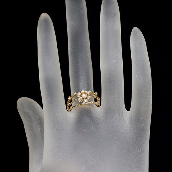 K18YG ダイヤモンド リング 0.25ct フラワー