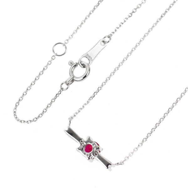 Pt900/ Pt850 ルビー ダイヤモンド ペンダントネックレス 0.25ct D0.08ct