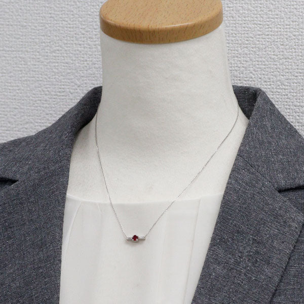 Pt900/ Pt850 ルビー ダイヤモンド ペンダントネックレス 0.25ct D0.08ct