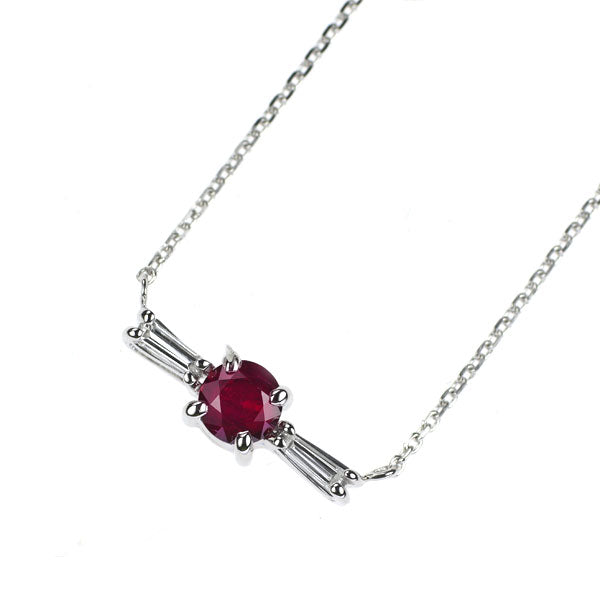 Pt900/ Pt850 ルビー ダイヤモンド ペンダントネックレス 0.25ct D0.08ct