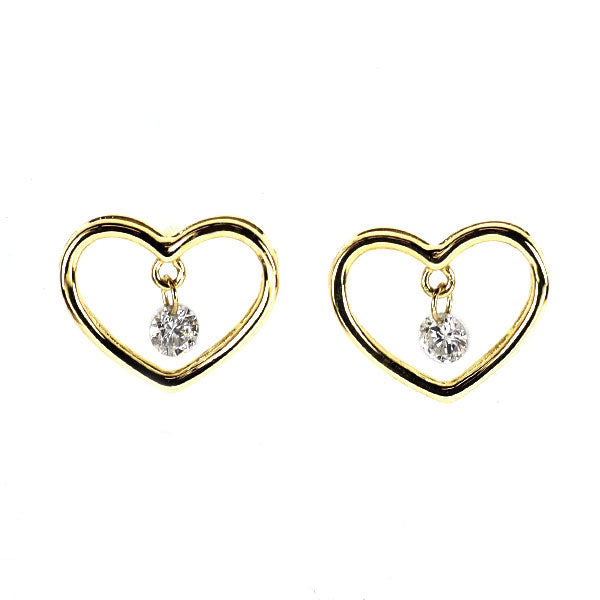 K18YG ダイヤモンド ピアス 0.10ct ハート