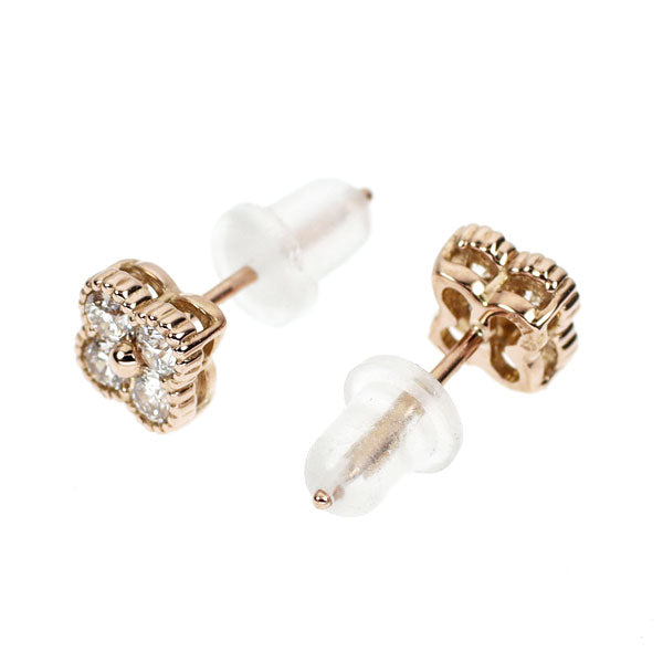 K18PG ダイヤモンド ピアス 0.30ct フラワー