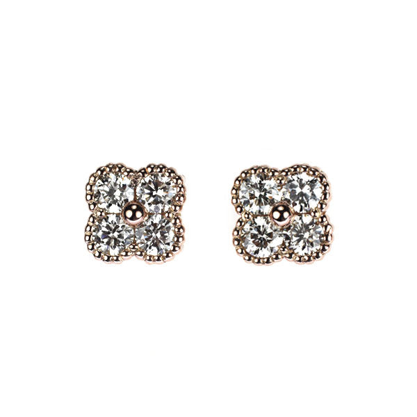 K18PG ダイヤモンド ピアス 0.30ct フラワー