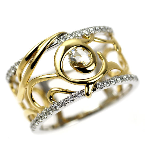ディアヴァンテ K18YG/WG ローズカット ダイヤモンド リング 0.147ct D0.221ct