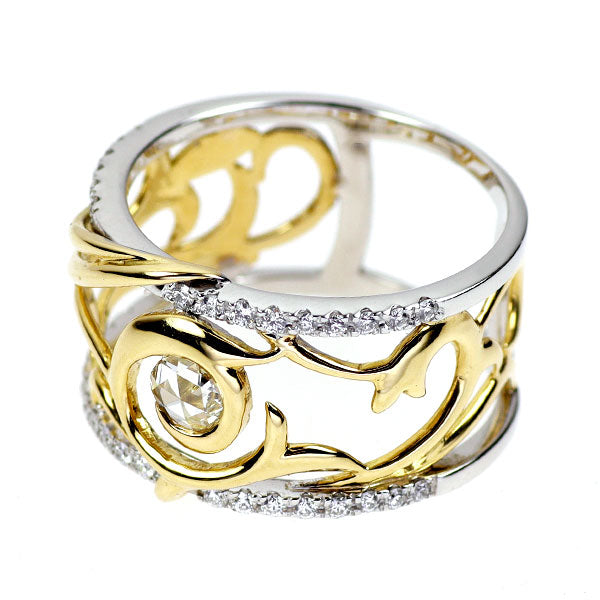 ディアヴァンテ K18YG/WG ローズカット ダイヤモンド リング 0.147ct D0.221ct