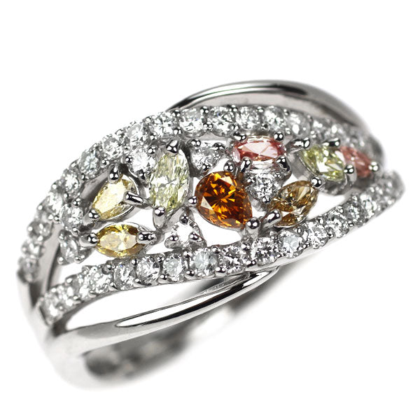 Pt900 ファンシーカラー/カラーレス ダイヤモンド リング 1.00ct
