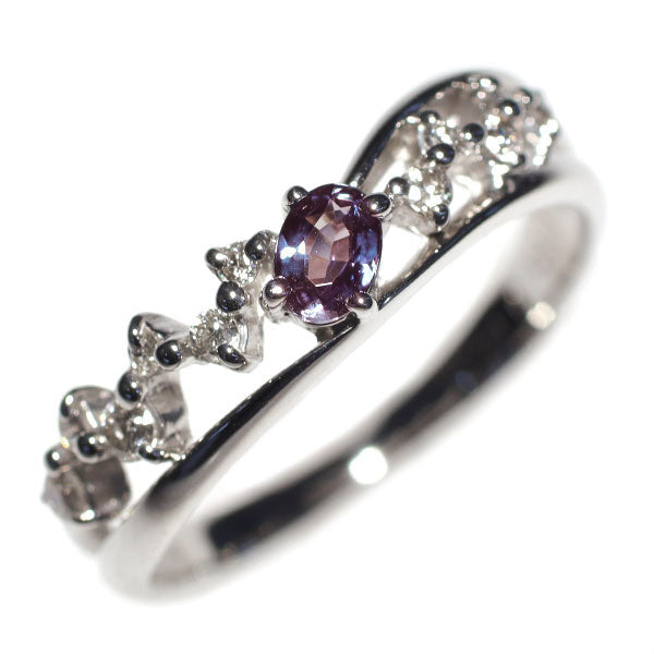 希少 Pt900 アレキサンドライト ダイヤモンド リング 0.15ct D0.14ct