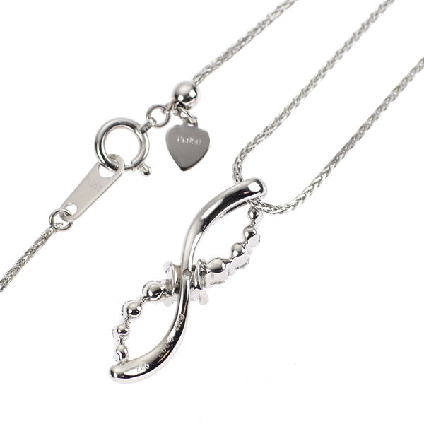 Pt950 プリンセスカット ダイヤモンド ペンダントネックレス 0.302ct D0.27ct