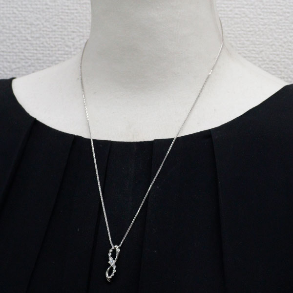 Pt950 プリンセスカット ダイヤモンド ペンダントネックレス 0.302ct D0.27ct
