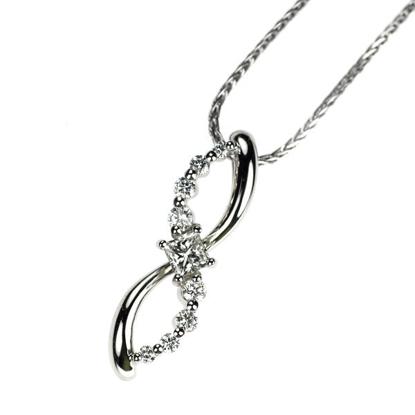 Pt950 プリンセスカット ダイヤモンド ペンダントネックレス 0.302ct D0.27ct