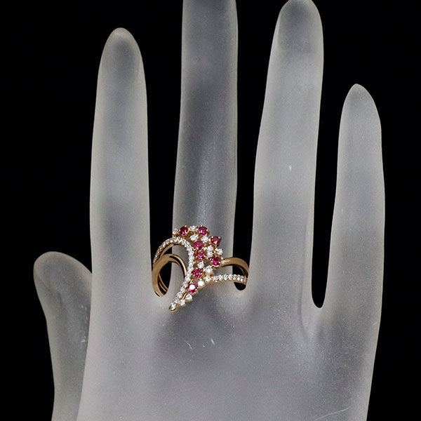 K18PG ルビー ダイヤモンド リング 0.36ct D0.41ct