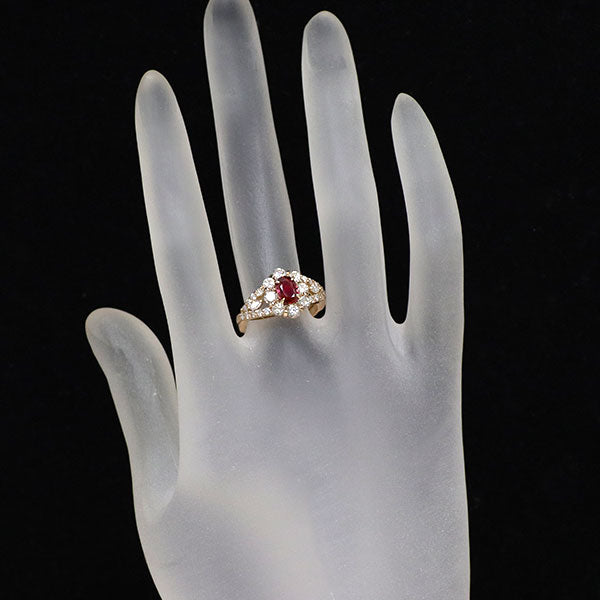 K18PG ルビー ダイヤモンド リング 0.769ct D1.03ct