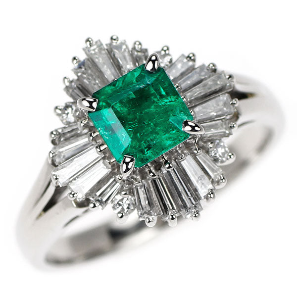 Pt900 エメラルド ダイヤモンド リング 0.75ct D0.71ct