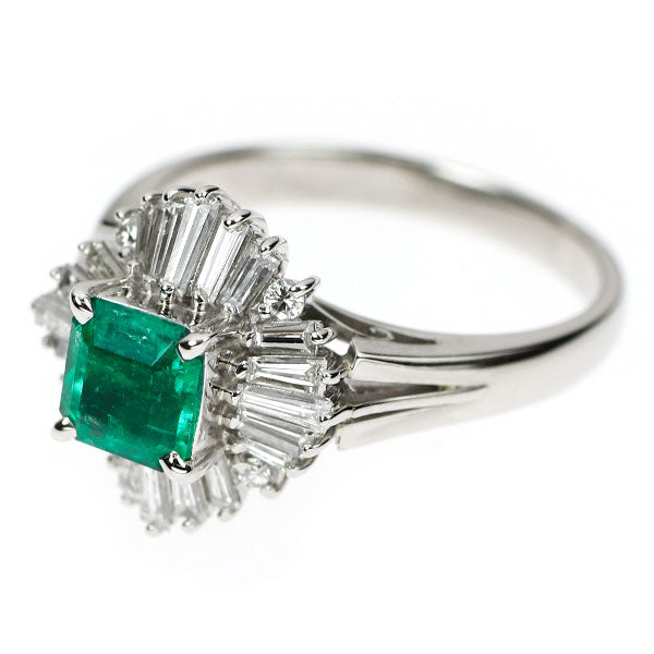 Pt900 エメラルド ダイヤモンド リング 0.75ct D0.71ct