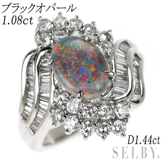 pt900 ブラックオパールダイヤモンドリング Pt900 ブラック オパール ダイヤモンド リング 1.08ct D1.44ct