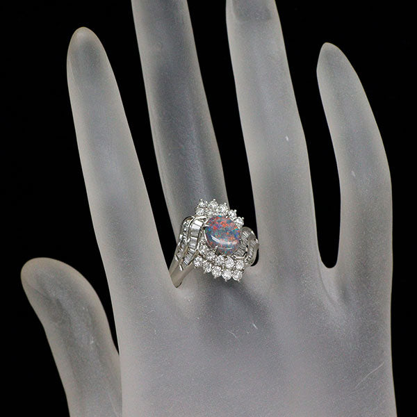 Pt900 ブラック オパール ダイヤモンド リング 1.08ct D1.44ct