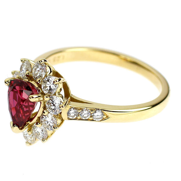 K18YG ルビー ダイヤモンド リング 1.28ct D0.85ct