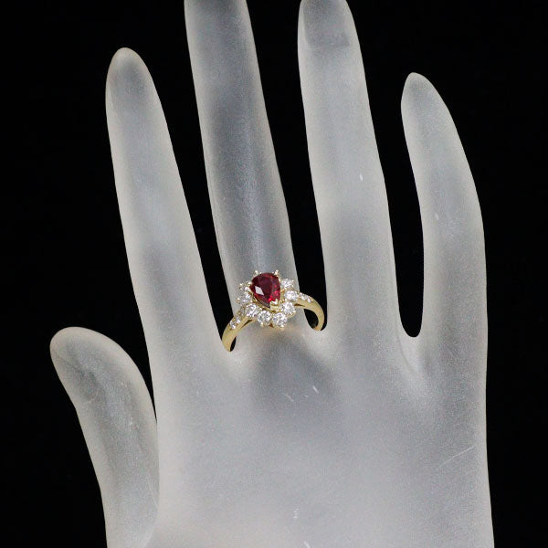 K18YG ルビー ダイヤモンド リング 1.28ct D0.85ct