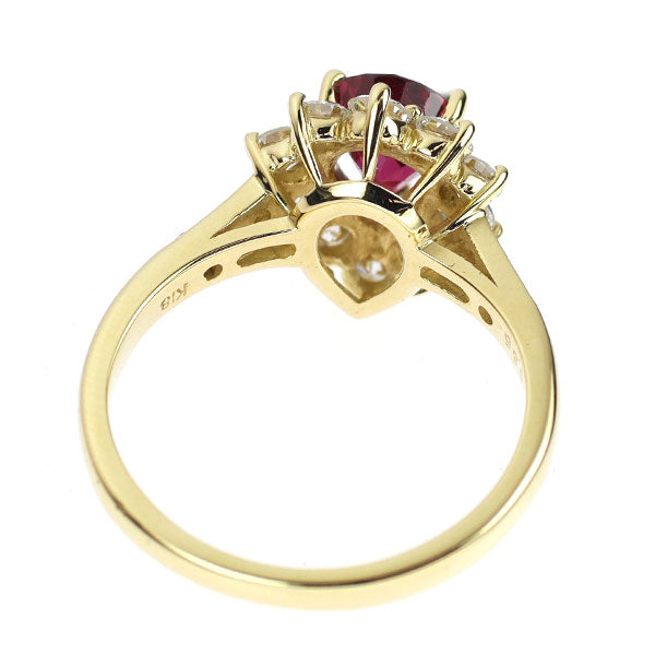 K18YG ルビー ダイヤモンド リング 1.28ct D0.85ct