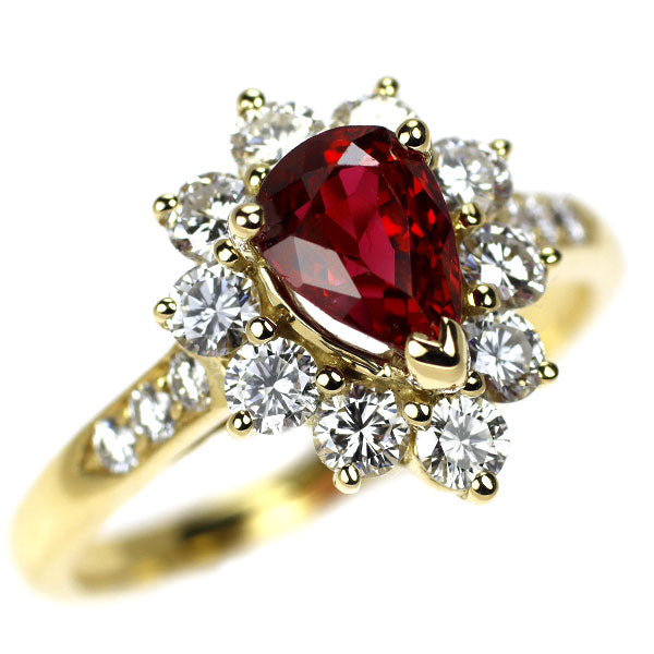 K18YG ルビー ダイヤモンド リング 1.28ct D0.85ct