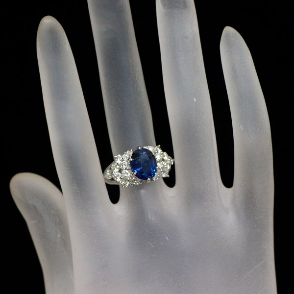 Pt900 サファイア ダイヤモンド リング 2.77ct D1.62ct