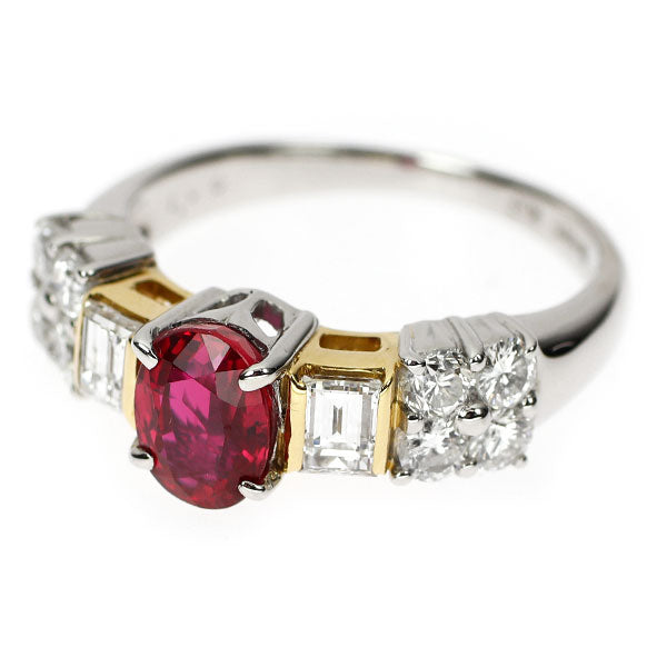Pt900/K18YG タイ産 ルビー ダイヤモンド リング 1.26ct D1.05ct