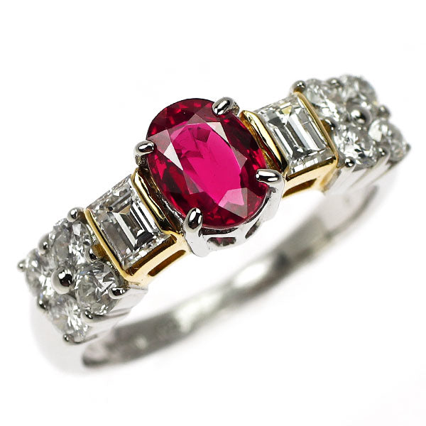 Pt900/K18YG タイ産 ルビー ダイヤモンド リング 1.26ct D1.05ct