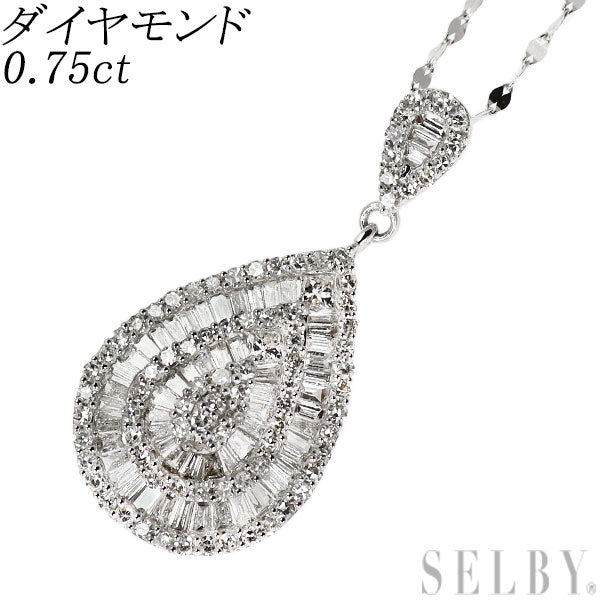 K18WG ダイヤモンド ペンダントネックレス 0.75ct