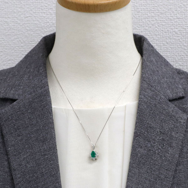 Pt900/ Pt850 エメラルド ダイヤモンド ペンダントネックレス 0.99ct D0.61ct