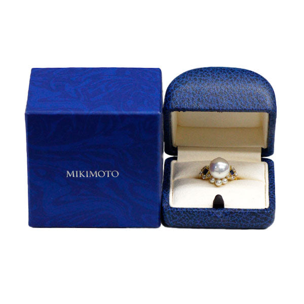 ミキモト K18YG 白蝶/アコヤ真珠 サファイア ダイヤモンド リング S0.20ct D0.37ct 径約 11.2mm 《セルビー銀座店》【中古】