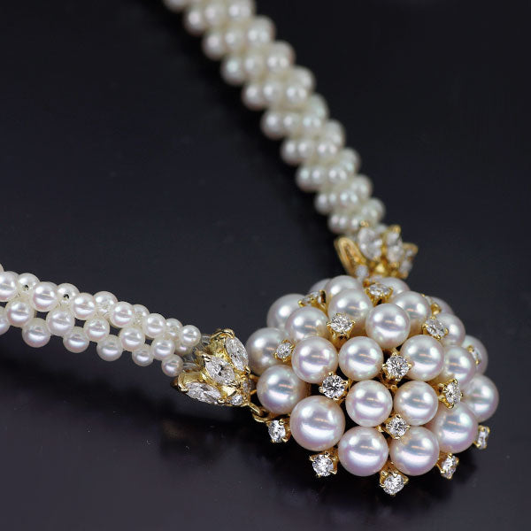 ミキモト K18YG アコヤ真珠 ダイヤモンド ネックレス 2.68ct 径約 2.2