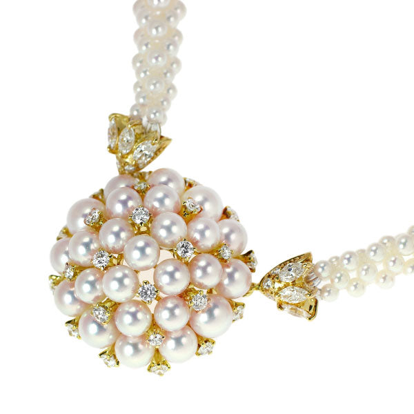 ミキモト K18YG アコヤ真珠 ダイヤモンド ネックレス 2.68ct 径約 2.2