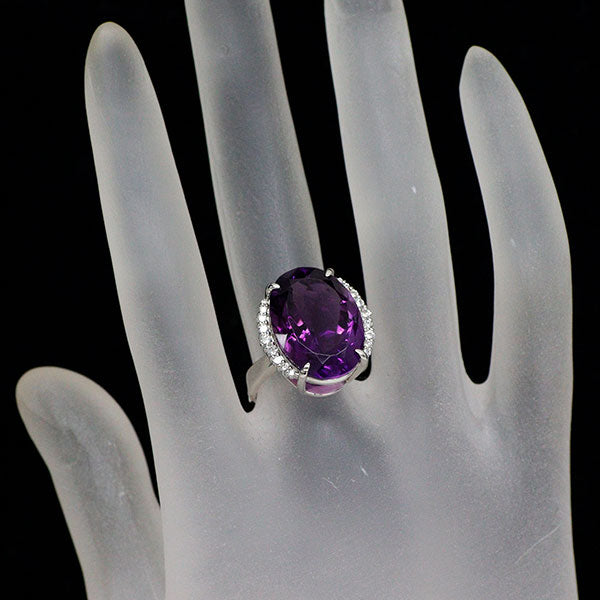 Pt950 アメジスト ダイヤモンド リング 10.00ct D0.22ct