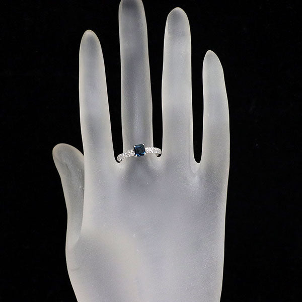 K18WG サファイア ダイヤモンド リング 0.84ct D0.33ct
