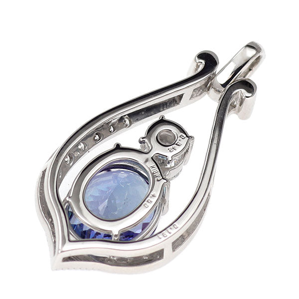 K18WG タンザナイト ダイヤモンド ペンダントトップ 4.50ct 0.342ct D0.191ct