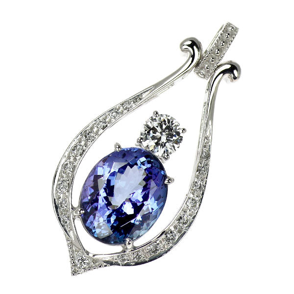 K18WG タンザナイト ダイヤモンド ペンダントトップ 4.50ct 0.342ct D0.191ct