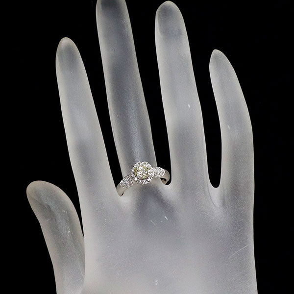 Pt ダイヤモンド リング 1.01ct D0.43ct