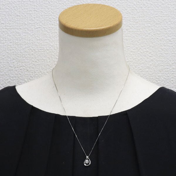 Pt900/ Pt850 ストリングホール ダイヤモンド ペンダントネックレス 0.48ct D0.08ct