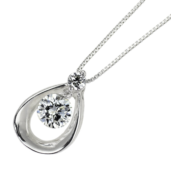 Pt900/ Pt850 ストリングホール ダイヤモンド ペンダントネックレス 0.48ct D0.08ct